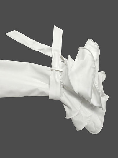 A-Line Flared Sleeves Floral Printed Split-Joint Split-Side Lapel Collar Maxi Dresses Shirt Dress