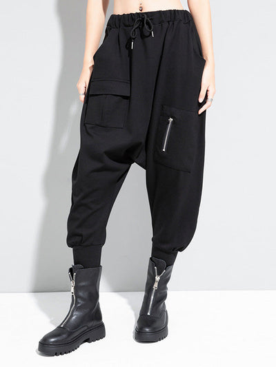Simple Solid Elasticity Harem Pants