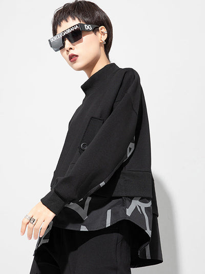 Original Split-Joint False Two Sweatshirt Tops