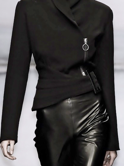 Long Sleeves Asymmetric Solid Color Zipper Stand Collar Jackets