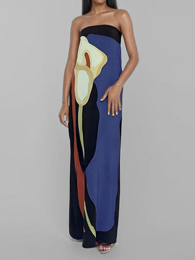 Loose Plus Size Printed Split-Joint Tube Maxi Dresses