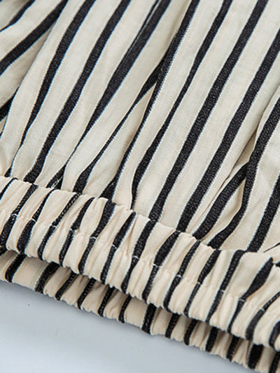 High Waisted Loose Split-Joint Striped Pants Trousers