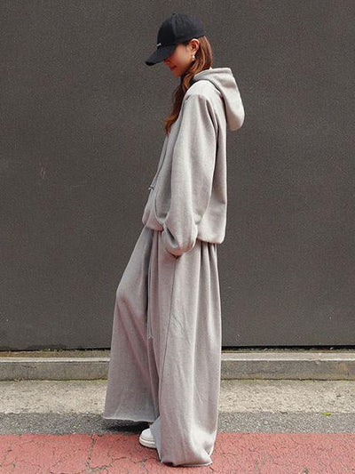 Loose Urban Gray Wide Leg Elastic Waist Pants