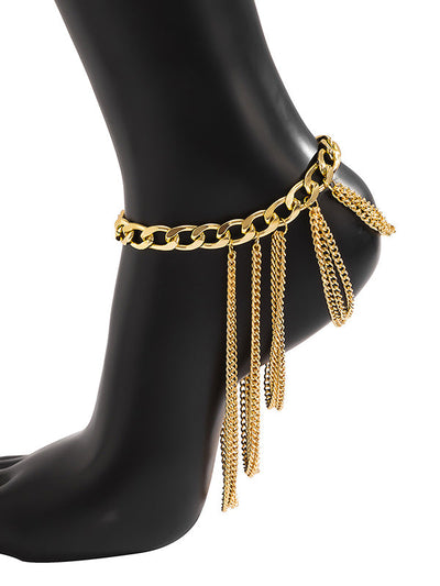 Simple Multi-Layered Tassels Chains Anklets