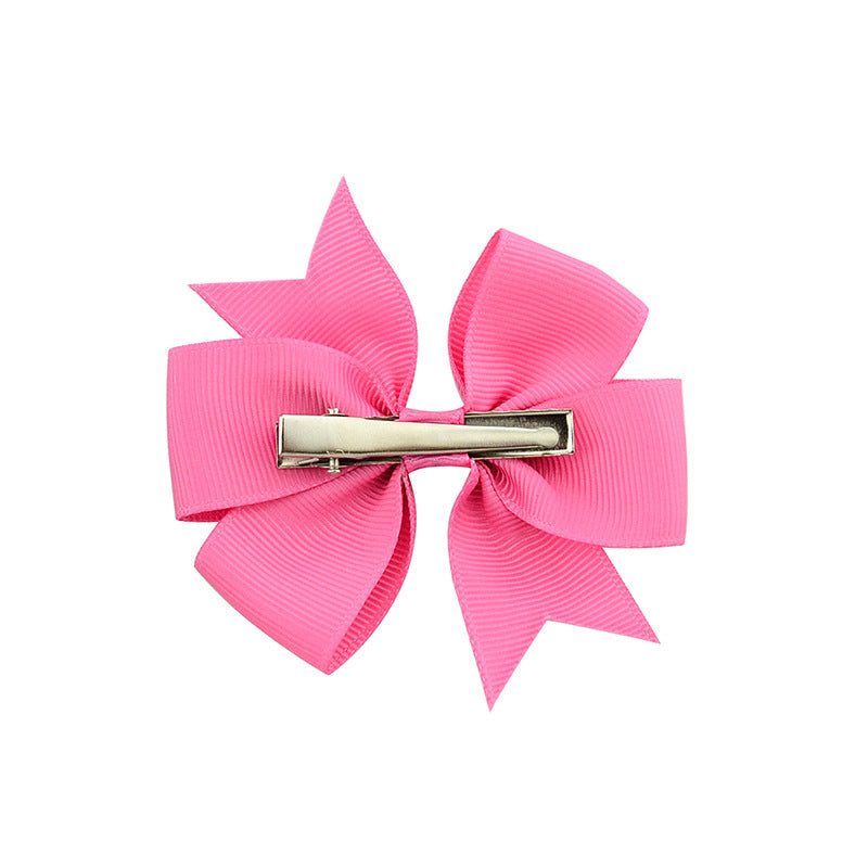 fashion baby v-shaped ribbed ribbon bow hairpin hair accessories