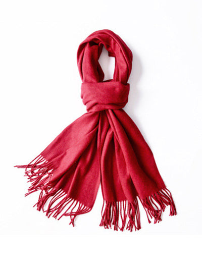 Keep Warm Solid Color Tasseled Shawl&Scarf