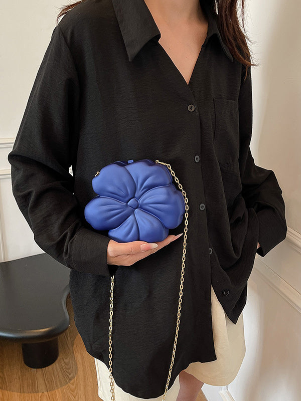 Chains Flower Shape Shiny Crossbody Bags