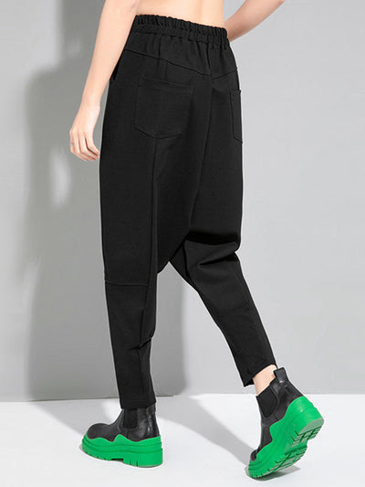 Simple Cool Loose Elasticity Solid Color Casual Harem Pants Bottoms