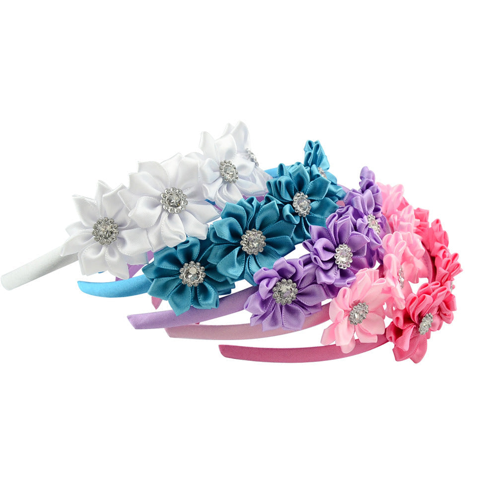 children's headband  4 diamond-studded polygonal flower handmade headband