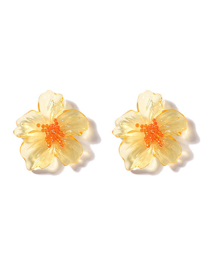 Flower Shape Slightly Sheer Earrings Accessories