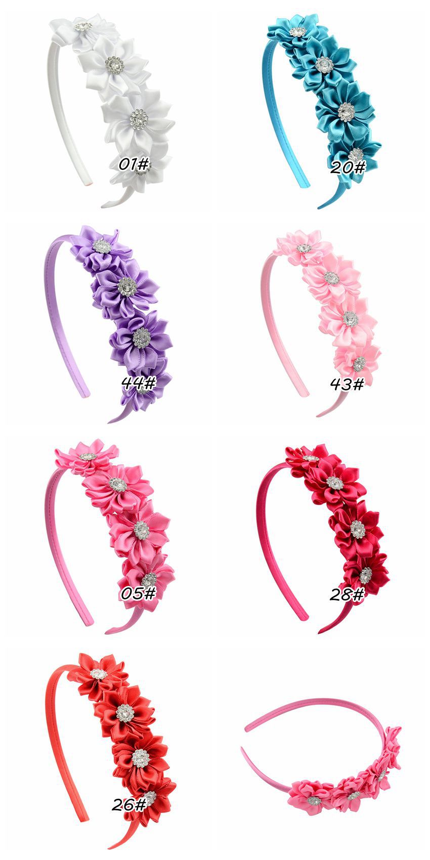 children's headband  4 diamond-studded polygonal flower handmade headband