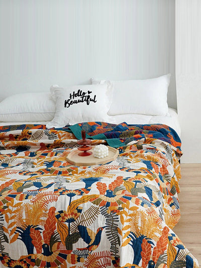 5 Layers Cotton Queen Throw Bed Cover 100% cotton Muslin Woven Sofa Throw Home Decor