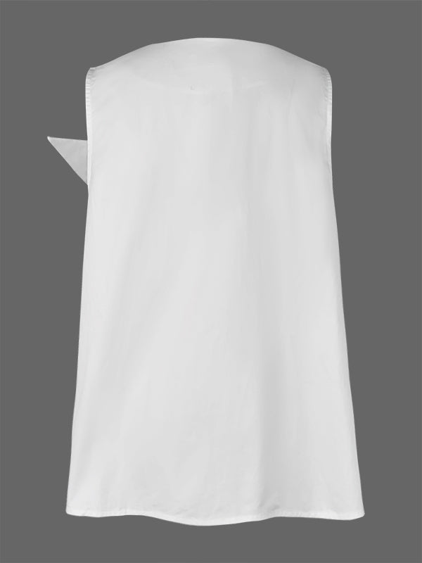 A-Line Loose Knot Solid Color V-Neck Vest Top