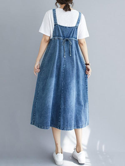 Original Solid Denim Strapless Dress