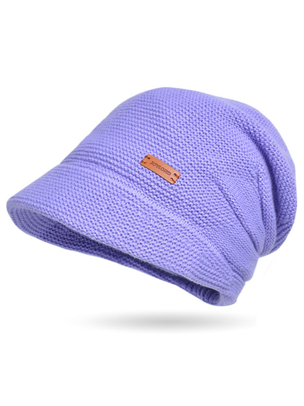 Flat Brim Solid Color Split-Joint Hats Knitted Hats