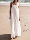 A-Line Loose Striped Square-Neck Maxi Dresses