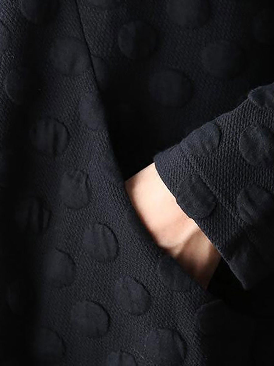 Plus Size Polka Dot Stretch Long Sleeve Dress