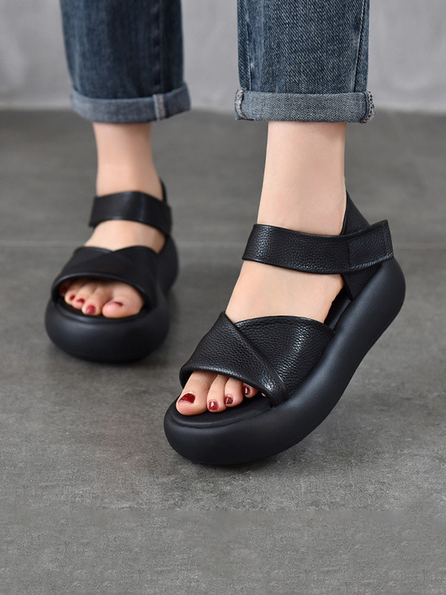 Women Casual Summer Genuine Leather Platform Sandals