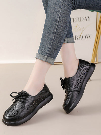 Women Summer Genuine Leather Strap Flat Shoes