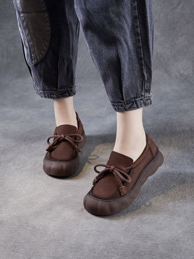 Women Vintage Genuine Leather Strap Flat Shoes