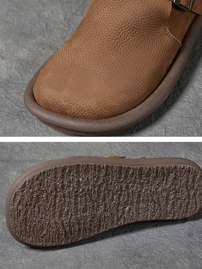 Women Vintage Soft Leather Flat Ankle Boots