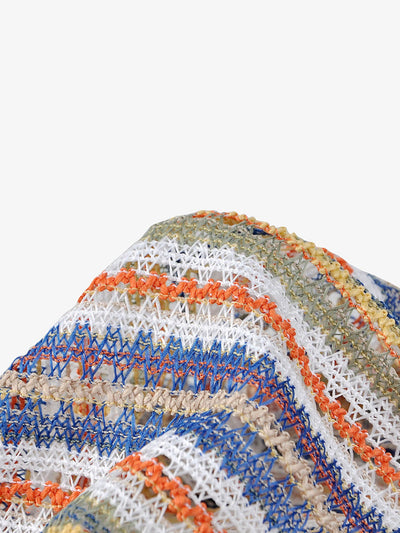 Women Artsy Autumn Colorful Stripe Knitted Hat