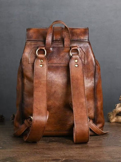 Vintage Genuine Leather Large Capacity Backpack