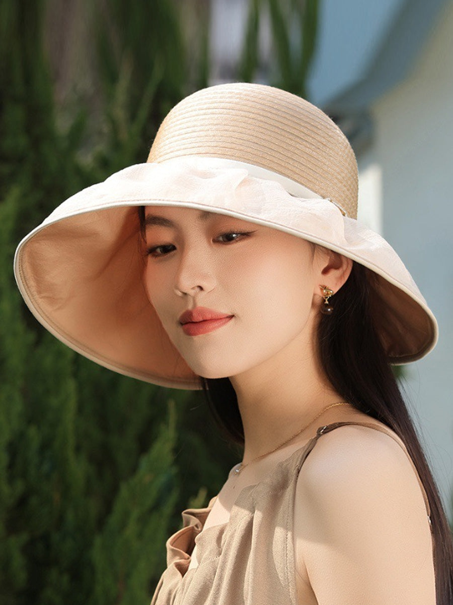 Women Summer Casual Beathable Sunproof Bow Hat