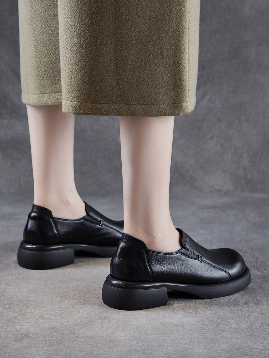 Women Summer Genuine Leather Mid Heel Shoes