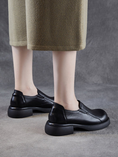 Women Summer Genuine Leather Mid Heel Shoes