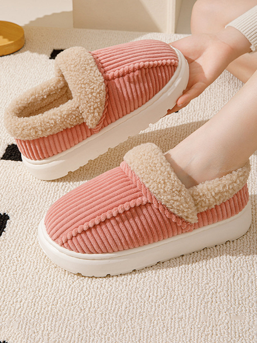 Winter Couple Pure Color Outdoor Fleece-lined Shoes