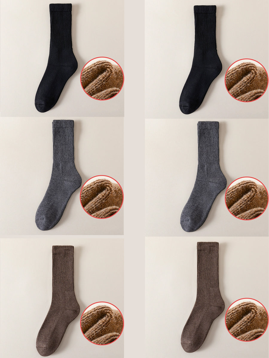 6 Pairs Women Solid Winter Cotton Socks