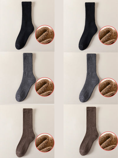 6 Pairs Women Solid Winter Cotton Socks
