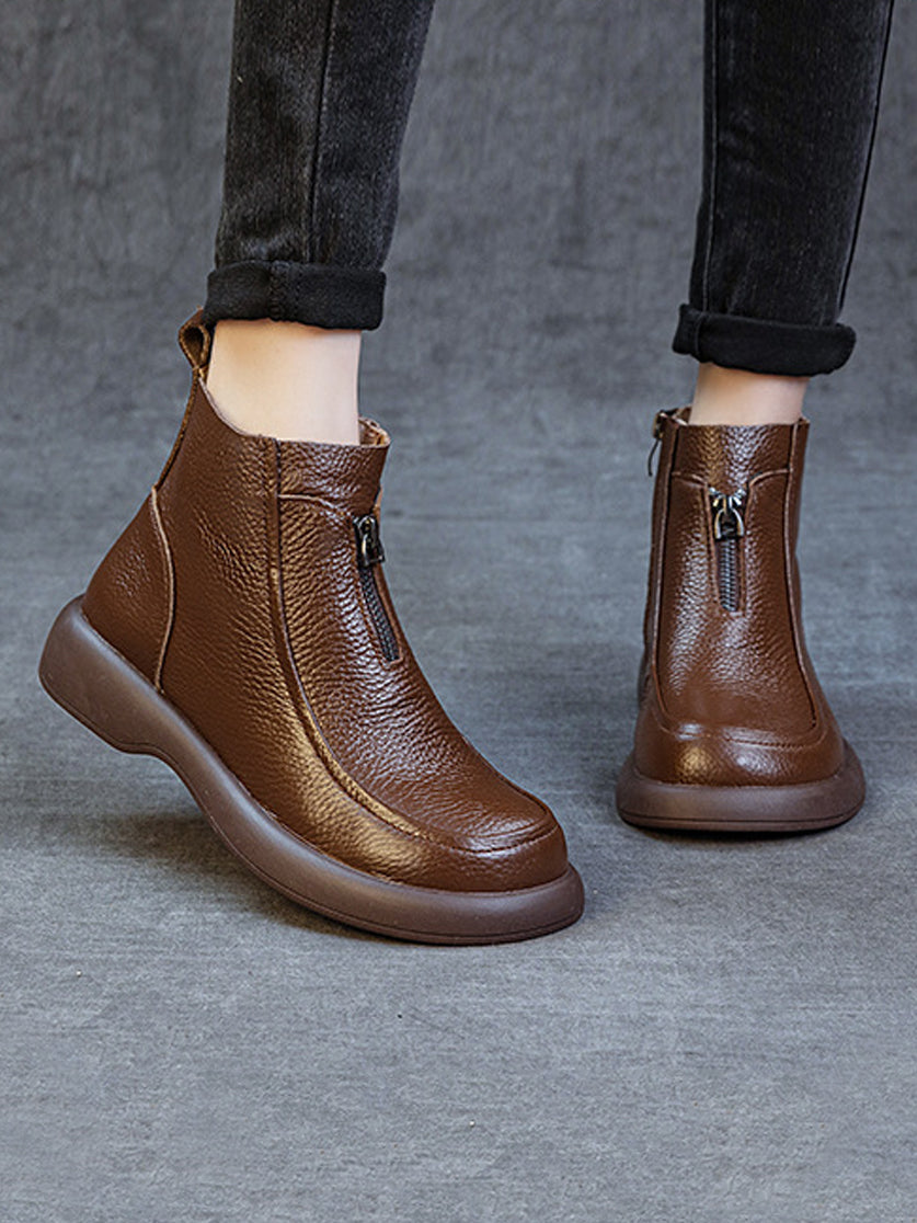 Women Autumn Genuine Leather Martin Boots