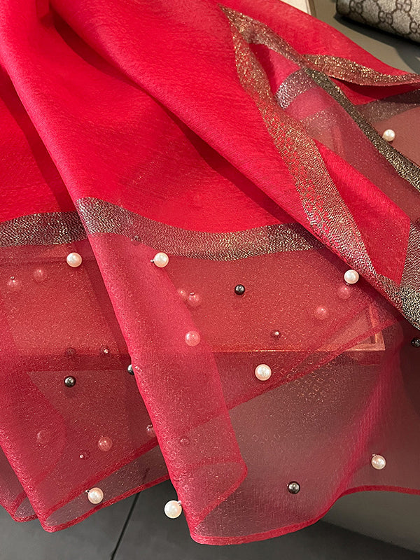 Sun-Protection Beaded See-Through Shawl&Scarf