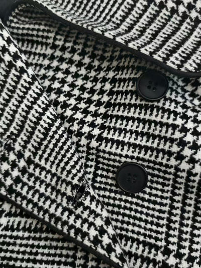 Long Sleeves Loose Asymmetric Houndstooth Plaid Stand Collar Jackets Outerwear