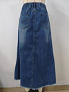 A-Line Loose Buttoned Elasticity Fringed Pockets Split-Joint Skirts Bottoms