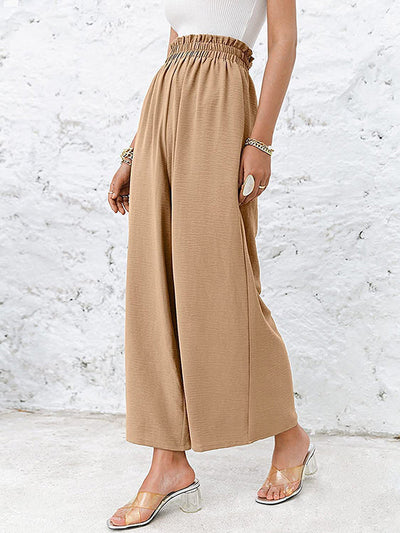 Simple Wide Leg Loose Elasticity Casual Pants Bottoms