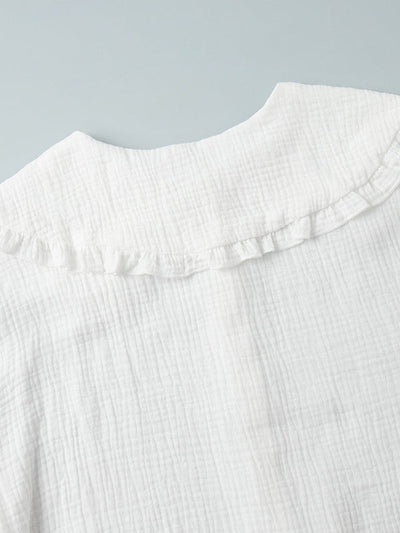 Long Sleeves Ruffled See-Through Split-Joint Peter Pan Collar Blouses&Shirts Tops