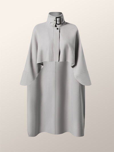 Casual High-Low Loose Solid Color Stand Collar Cape Jackets