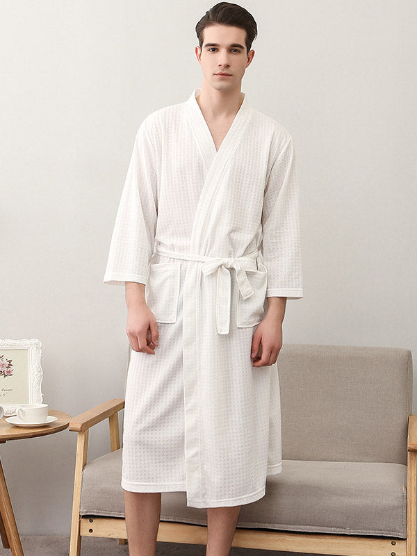 Comfortable Solid Bandage Thin Pajama Robe