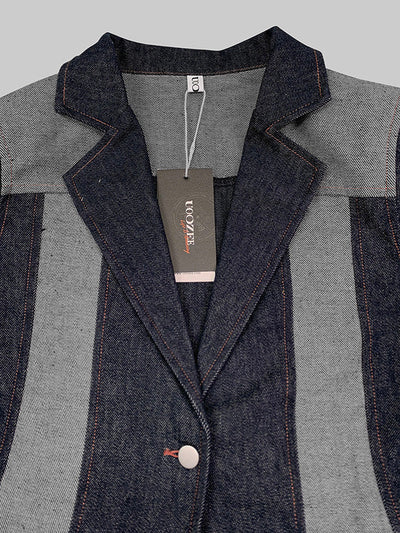 Long Sleeves Loose Contrast Color Split-Joint Deep V-Neck Jackets Outerwear