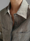 Urban Linen Drawstring Elastic Waisted Wide Leg Long Sleeves Jumpsuits