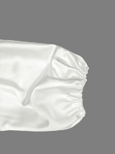 High Waisted Puff Sleeves Falbala Solid Color V-Neck Maxi Dresses