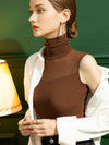 Stylish Skinny Sleeveless Mesh Split-Joint Solid Color High-Neck Vest Top