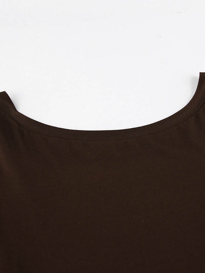 Bodycon High Waisted Backless Solid Color Round-Neck Maxi Dresses