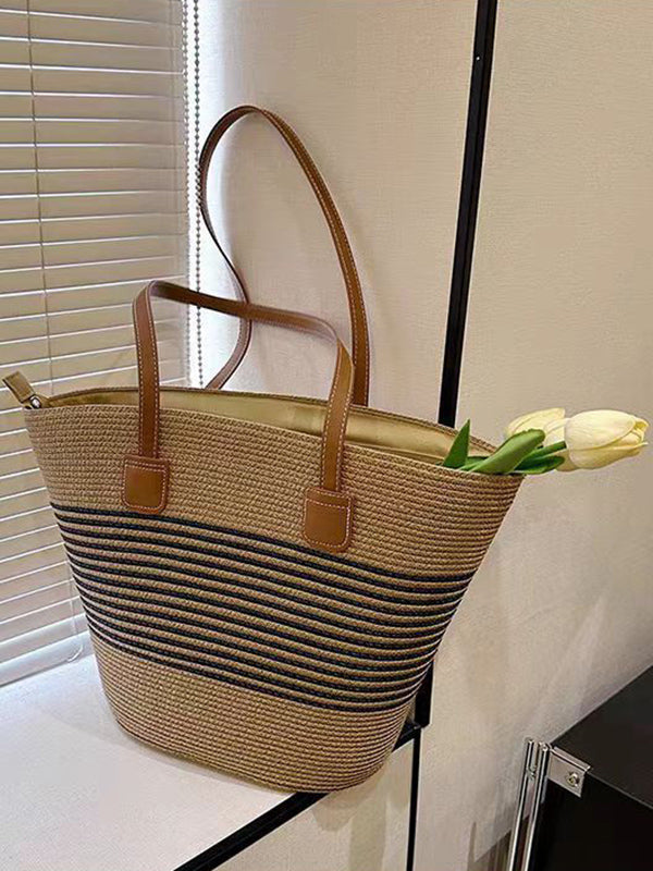 Split-Joint Woven Shoulder Bags Tote Bags