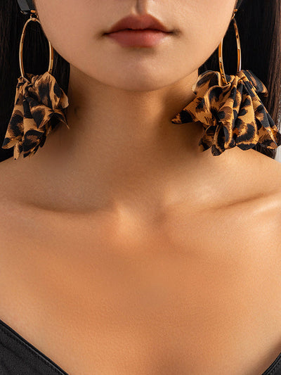 Geometric Leopard Three-Dimensional Flower Drop Earrings