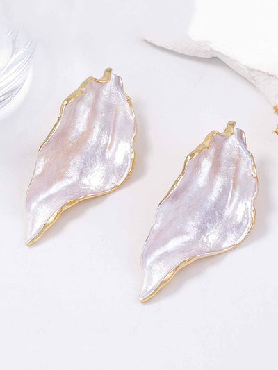 Irregularity Leaves Print Pleated Earrings Accessories