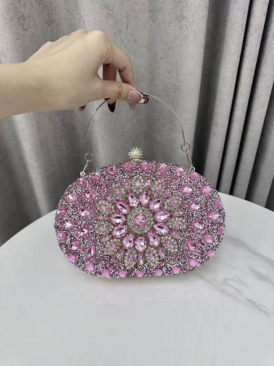 Geometric Rhine Stones Shiny Evening Bags & Clutches